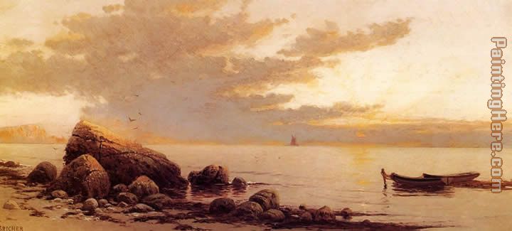 Sunset painting - Alfred Thompson Bricher Sunset art painting